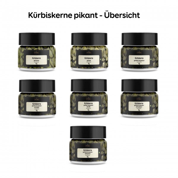 Kürbiskerne geröstet, diverse Sorten, 10g