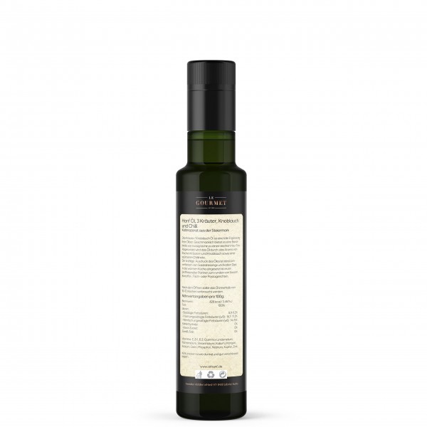 Mazerat Hanf Öl mit 3 Kräuter, Knoblauch und Chilli
